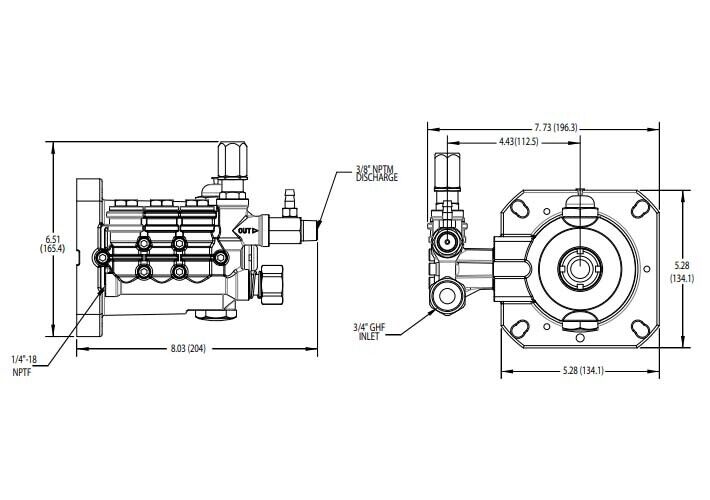 CAT 4DNX25GSI PRESSURE WASHER Pump 2850 PSI - 2.5 GPM - 5 to 6.5 HP - 3/4" Shaft