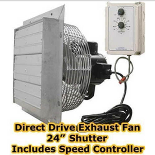 24" Exhaust Fan - 6250 CFM - 115/230 Volt - Variable Speed with Speed Controller