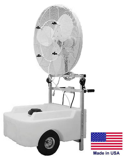 30" MISTING FAN - Cart Mounted - 7090 CFM - 120 Volts - 1/3 Hp - 22 Gallons