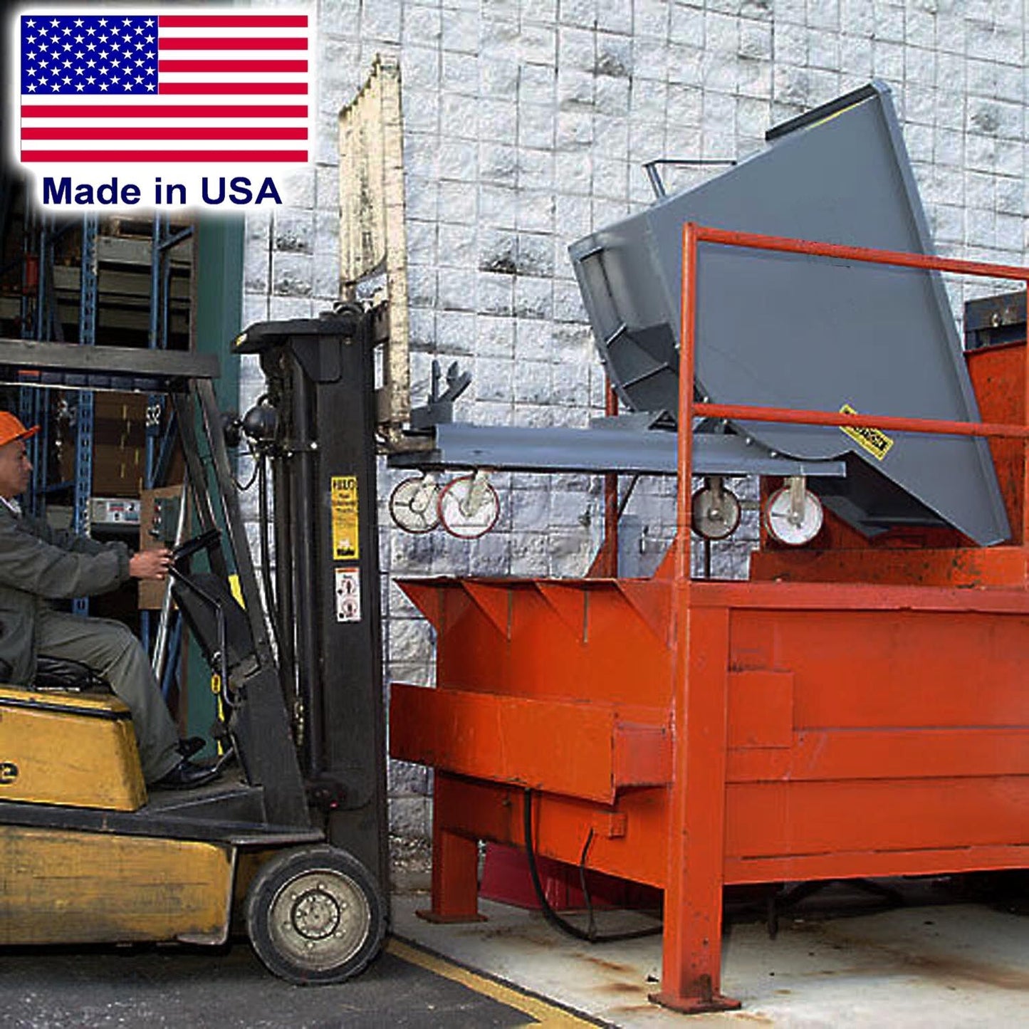 FORKLIFT HOPPER Bin - 4 Cubic Yd - 7,000 lbs Cap - Self Dumping - 7 Gauge Wall