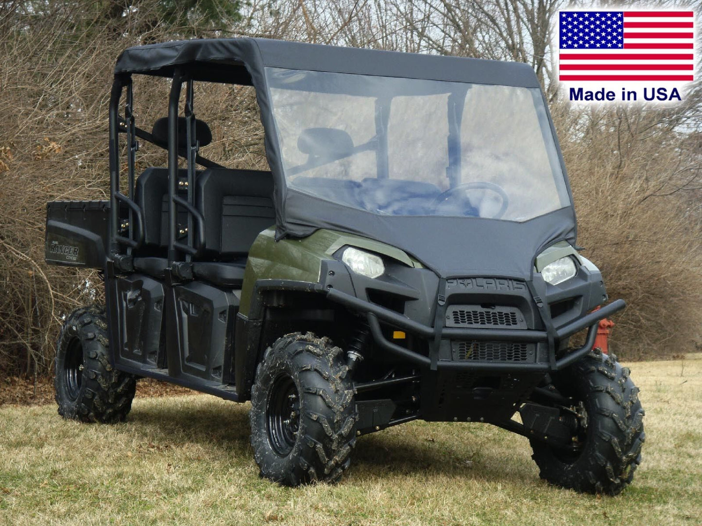HALF Enclosure for Polaris Ranger Crew - VINYL WINDSHIELD - Roof - Rear Window